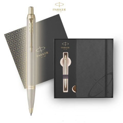 SET GIFTPACK PARKER Στυλό διαρκείας IM MONOCHROME CHAMPAGNE & Notebook Parker