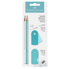 ΜΟΛΥΒΙ SPARKLE FABER CASTELL ΛΕΥΚΟ/ΤΙΡΚΟΥΑΖ  ΓΟΜΟΛΑΣΤΙΧΑ MINI SLEEVE ΚΑΙ ΞΥΣΤΡΑ