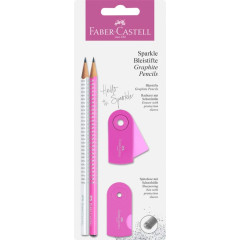 ΜΟΛΥΒΙ SPARKLE FABER CASTELL 218477 ΛΕΥΚΟ/ΡΟΖ  ΓΟΜΟΛΑΣΤΙΧΑ MINI SLEEVE ΚΑΙ ΞΥΣΤΡΑ