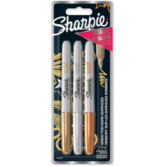 ΜΑΡΚΑΔΌΡΟΙ SHARPIE FINE PERMANENT METALLIC GOLD-SILVER-BRONZE 3ΤΕΜ 1.0MM