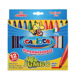 ΜΑΡΚΑΔΟΡΟΙ ΖΩΓΡΑΦΙΚΗΣ CARIOCA JUMBO SUPERWASHABLE 12 ΧΡΩΜΑΤΩΝ ΧΟΝΤΡΗ ΜΥΤΗ 6MM (ΣΥΣΚ-12)