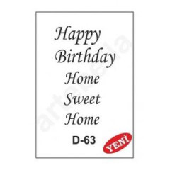 ΣΤΕΝΣΙΛ  20Χ30 D-63 ARTEBELLA HAPPY BIRTHDAY-HOME SWEET HOME