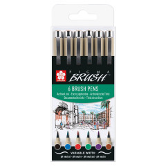 ΜΑΡΚΑΔΟΡΟΣ PIGMA MICRON BRUSH BASIC ΣΕΤ 6 ΧΡΩΜΑΤΑ