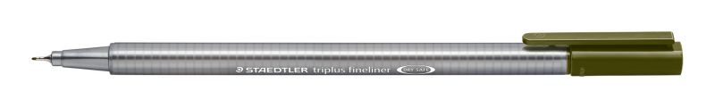 02483-1 ΜΑΡΚΑΔΟΡΟΣ ΤΡΙΓΩΝΙΚΟΣ TRIPLUS FINELINER STAEDTLER Olive green 334-57 (ΣΥΣΚ-10ΤΕΜ) - Image 1