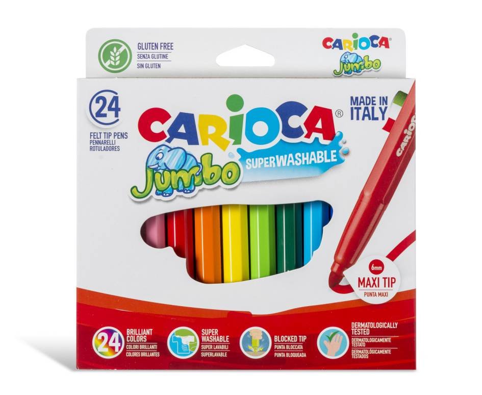 04418-1 ΜΑΡΚΑΔΟΡΟΙ ΖΩΓΡΑΦΙΚΗΣ CARIOCA 24 ΧΡΩΜΑΤΑ JUMBO ΧΟΝΤΡΗ ΜΥΤΗ 6ΜΜ (ΣΥΣΚ-6ΤΕΜ) - Image 1