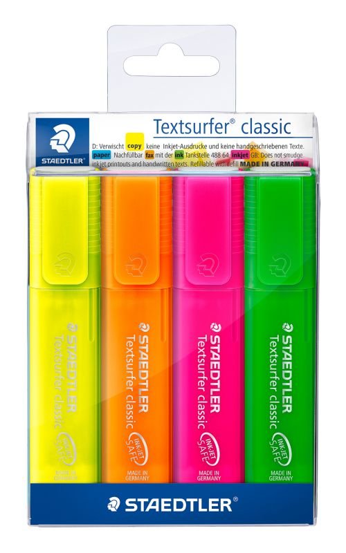 07191-1 ΣΕΤ ΜΑΡΚΑΔΟΡΟΙ ΥΠΟΓΡΑΜΜΙΣΗΣ TEXTSURFER CLASSIC STAEDTLER 4ΤΕΜ - Image 1