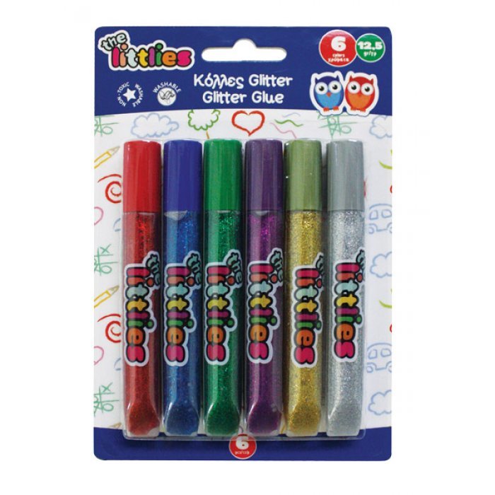 24462-1 ΣΕΤ ΚΟΛΛΕΣ ΧΡΥΣΟΣΚΟΝΗ GLITTER 12g 6 ΧΡΩΜΑΤΑ THE LITTLIES - Image 1