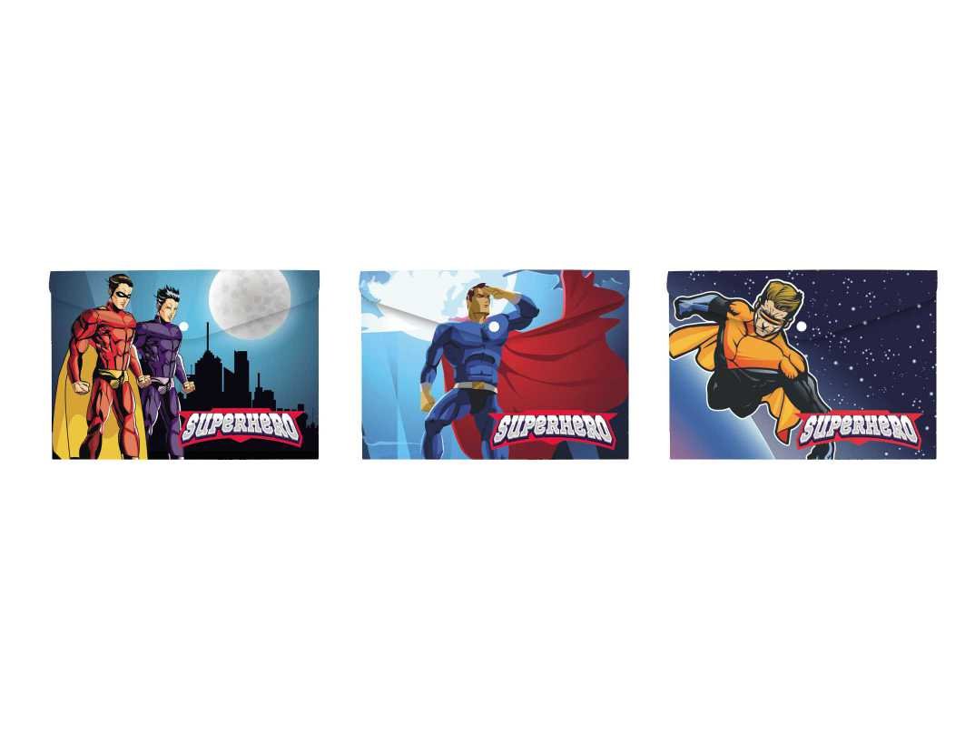27046-1 ΦΑΚΕΛΟΣ ΜΕ ΚΟΥΜΠΙ Α4 SUPERHEROES ΔΙΑΦΑΝΟΣ (ΣΥΣΚ-12ΤΕΜ) - Image 1