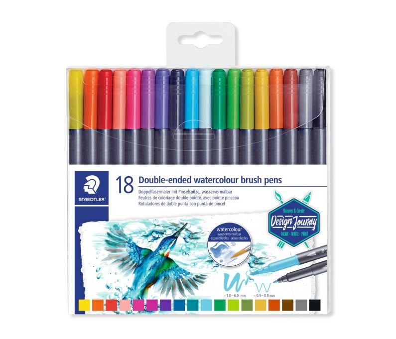 28803-1 ΣΕΤ ΜΑΡΚΑΔΟΡΟΙ ΜΕ ΔΙΠΛΗ ΜΥΤΗ WATERCOLOUR BRUSH PENS (ΠΙΝΕΛΟ) STAEDTLER 18ΤΕΜ - Image 1