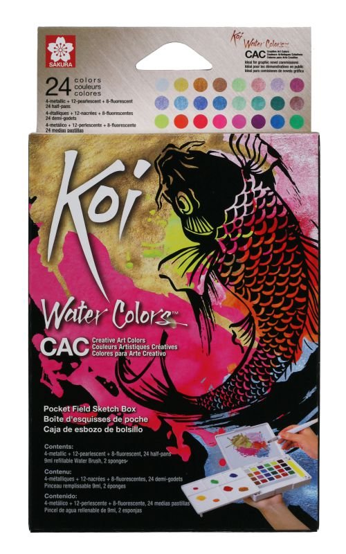 29655-1 ΣΕΤ WATERCOLOURS Creative Art Colors 24 ΧΡΩΜΑΤΑ+ΑΞΕΣΟΥΑΡ KOI SAKURA - Image 1