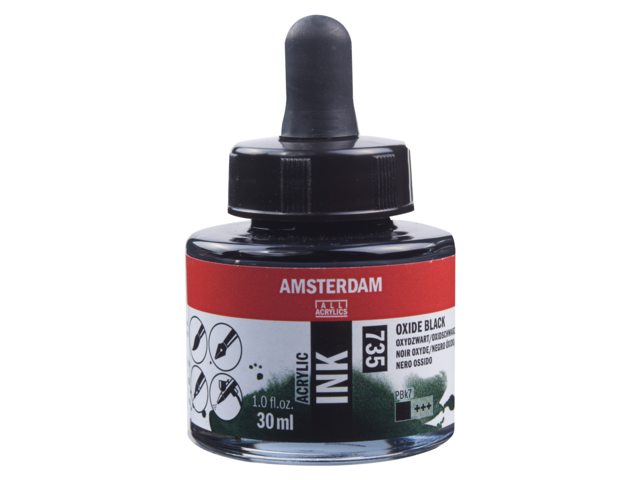 29754-1 ΜΕΛΑΝΙ INK AMSTERDAM 30ml 735 OXIDE BLACK (ΣΥΣ-3TEM) - Image 1