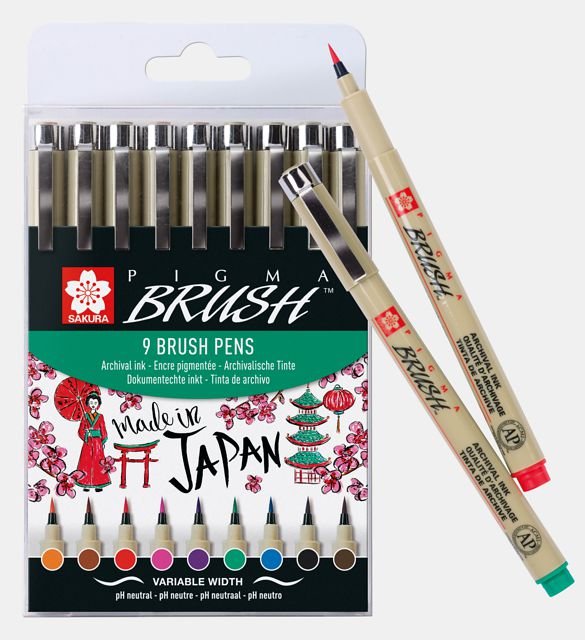 58757-1 ΣΕΤ ΜΑΡΚΑΔΟΡΟΙ 9TEM PIGMA BRUSH PENS - Image 1