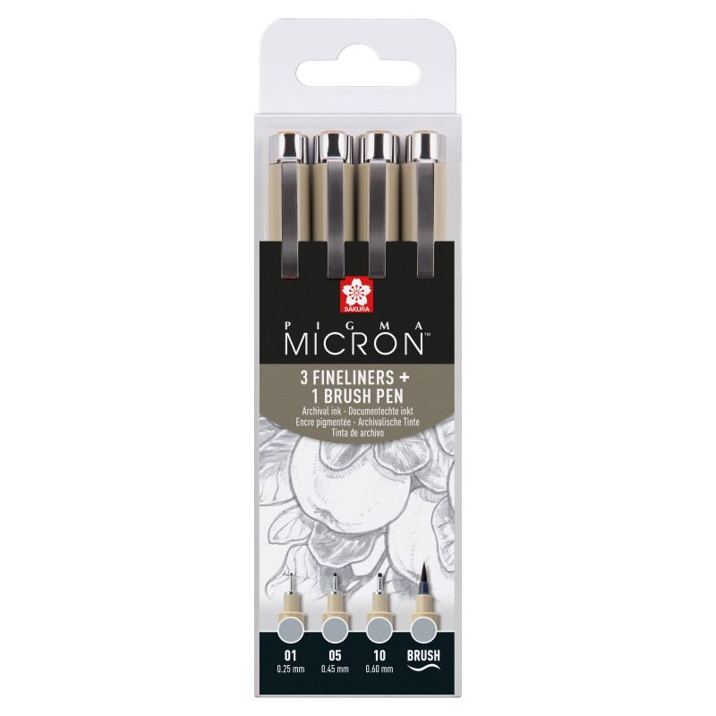 ΣΕΤ ΜΑΡΚΑΔΟΡΟΙ SAKURA PIGMA MICRON 4 ΜΕΓΕΘΗ LIGHT COOL GRAY
