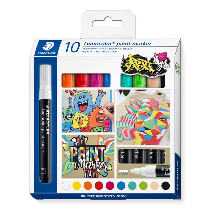 ΣΕΤ ΜΑΡΚΑΔΟΡΟΙ ΑΚΡΥΛΙΚΟΙ LUMOCOLOR STAEDTLER 10ΤΕΜ