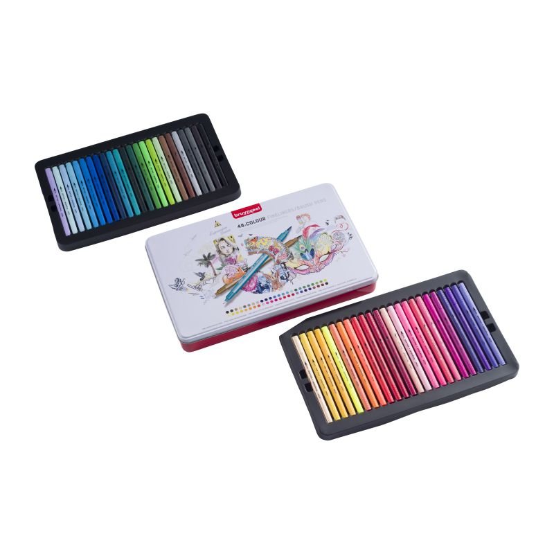 63172-1 ΣΕΤ ΜΑΡΚΑΔΟΡΟΙ 48ΧΡΩΜΑΤΑ BRUSH ΜΕ ΔΙΠΛΗ ΜΥΤΗ FINELINER BRUYNZEEL CREATIVES - Image 1