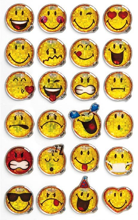 63393-1 ΑΥΤΟΚΟΛΛΗΤΑ SMILEY ΦΑΤΣΟΥΛΕΣ METALLIC 3D 1Φ - Image 1