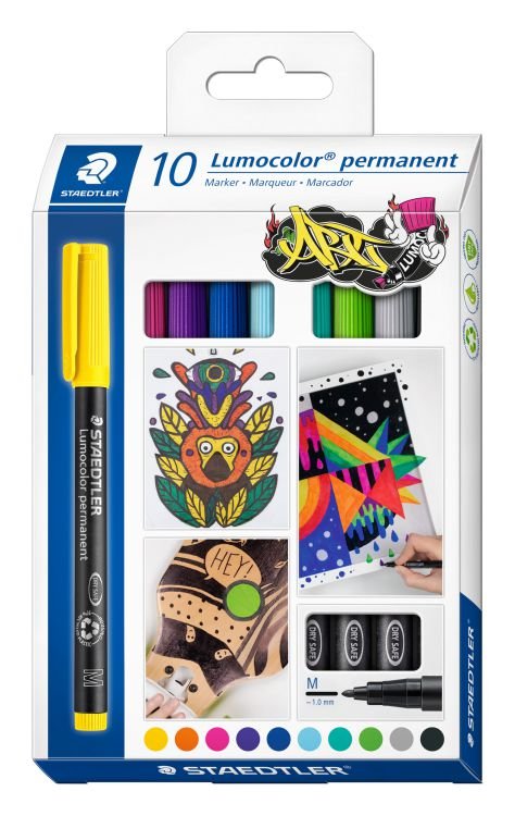 63571-1 ΣΕΤ ΜΑΡΚΑΔΟΡΟΙ M ΑΝΕΞΙΤΗΛΟΙ LUMOCOLOR STAEDTLER 10 ΧΡΩΜΑΤΑ - Image 1