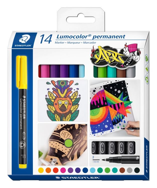 ΣΕΤ ΜΑΡΚΑΔΟΡΟΙ ΑΝΕΞΙΤΗΛΟΙ F LUMOCOLOR STAEDTLER 14 ΧΡΩΜΑΤΑ