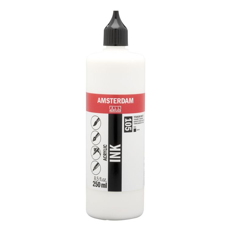 65942-1 ΜΕΛΑΝΙ INK AMSTERDAM 250ml 105 TITANIUM WHITE (ΣΥΣΚ-3TEM) - Image 1