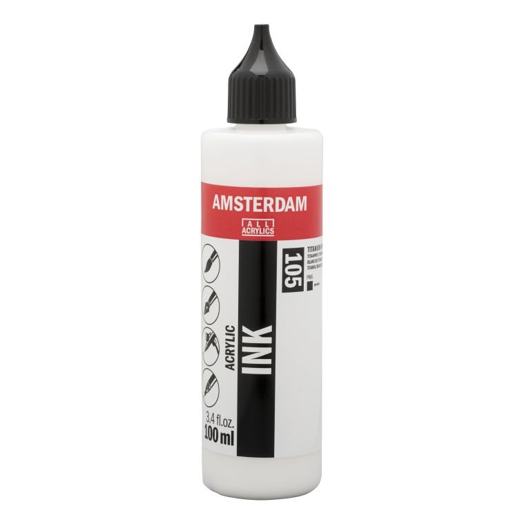 65943-1 ΜΕΛΑΝΙ INK AMSTERDAM 100ml 105 TITANIUM WHITE (ΣΥΣ-3TEM) - Image 1