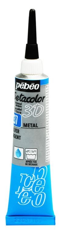 66657-1 ΠΕΡΙΓΡΑΜΜΑΤΑ ΥΦΑΣΜΑΤΟΣ Silver METAL EFFECT 20ml SETACOLOR 3D - Image 1