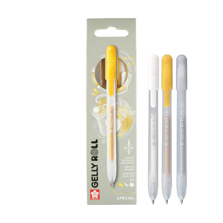 68313-1 ΜΑΡΚΑΔΟΡΟΙ GELLY ROLL SOECIAL MIX SET 3A (Silver-Gold-White) - Image 1