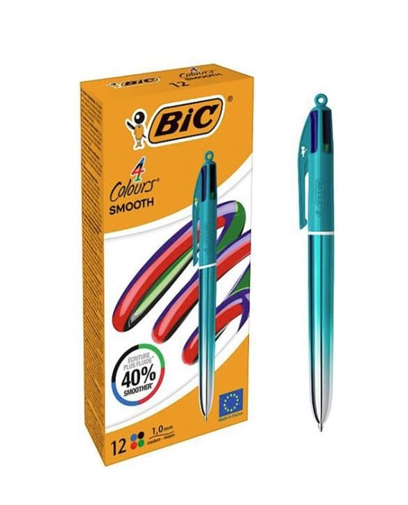 68571-1 ΣΤΥΛΟ BIC SMOOTH B12 ΤΥΡΚΟΥΑΖ 1.0mm 4 ΧΡΩΜΑΤΩΝ (ΣΥΣΚ-12TEM) - Image 1