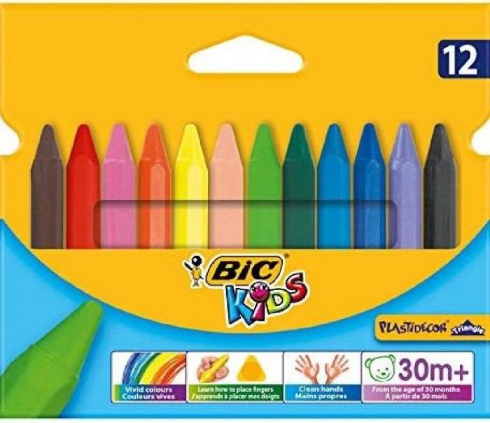 68577-1 ΣΕΤ ΚΗΡΟΜΠΟΓΙΑ ΤΡΙΓΩΝΙΚΗ BIC JUMBO 12 ΧΡΩΜΑΤΑ - Image 1