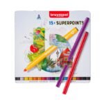 ΜΑΡΚΑΔΟΡΟΙ BRUYNZEEL SUPER POINT FELT TIP ΣΕ ΜΕΤΑΛΛΙΚΗ ΚΑΣΕΤΙΝΑ 15 ΤΕΜ