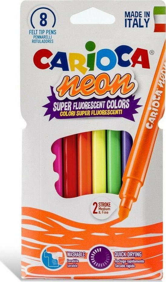 08741-1 ΜΑΡΚΑΔΟΡΟΙ ΖΩΓΡΑΦΙΚΗΣ ΦΩΣΦΟΡΟΥΧΟΙ Carioca Neon 8 Χρώματα 42785 - Image 1