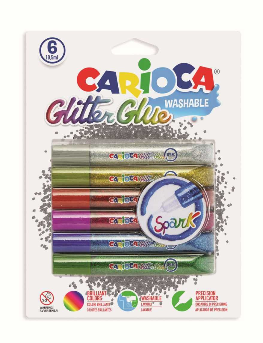 23610-1 ΚΟΛΛΑ GLITTER 10.5ML 6TEM CARIOCA - Image 1