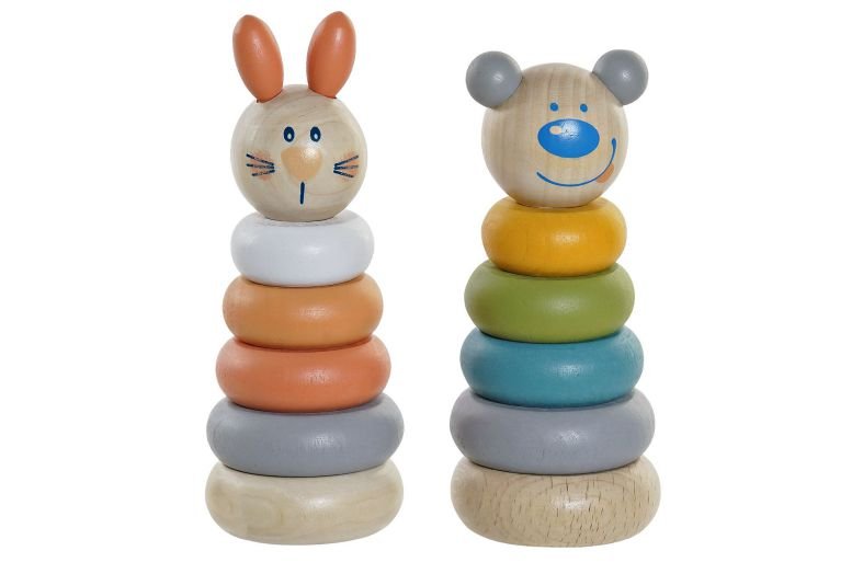 58219-1 ΠΑΙΧΝΙΔΙ ΞΥΛΙΝΟ ΚΡΙΚΟΙ ME ΖΩΑΚΙ 5.5X5.5X14 ANIMALS 2 ΣΧΕΔΙΑ - Image 1