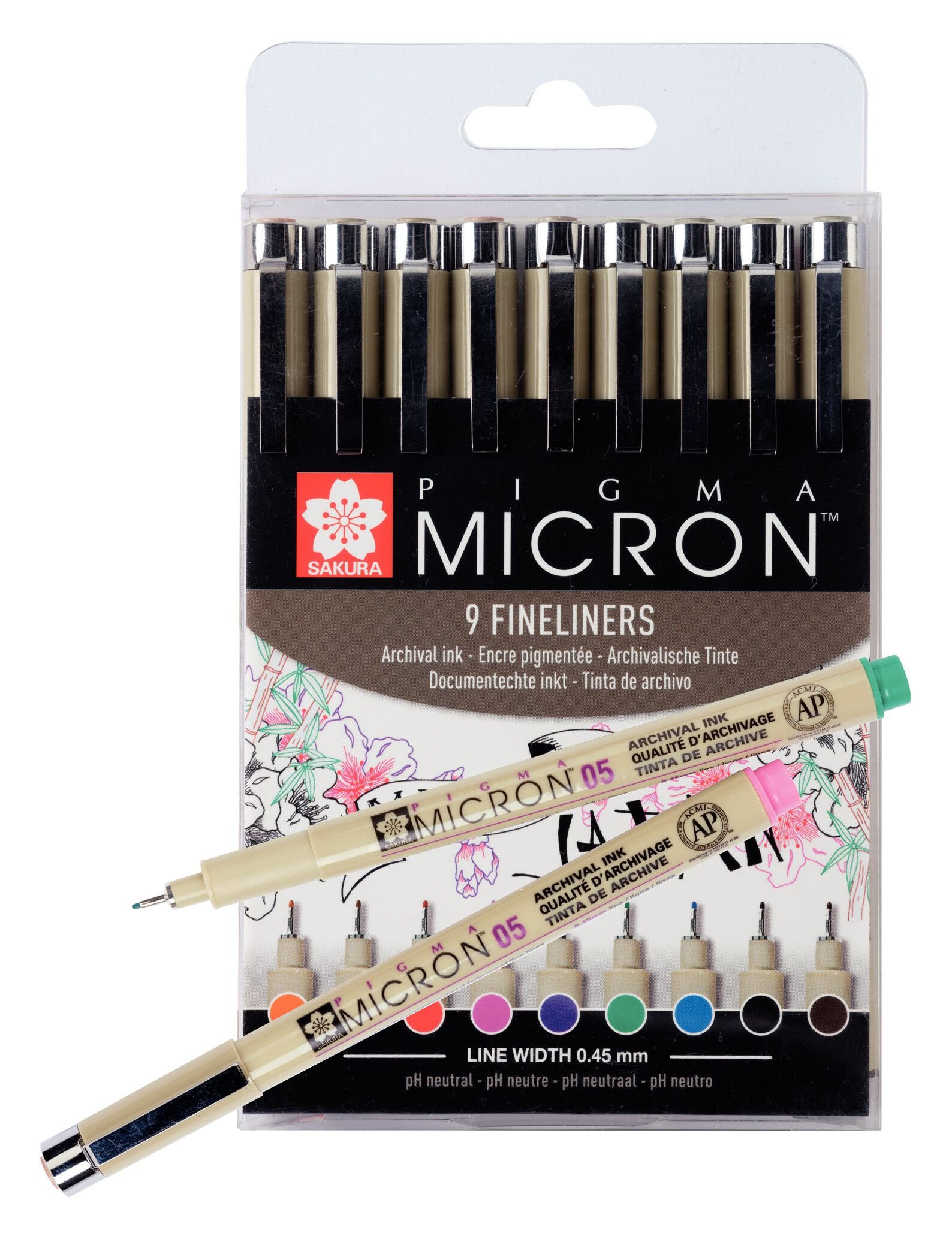 58404-1 ΣΕΤ ΜΑΡΚΑΔΟΡΟΙ SAKURA PIGMA MICRON 05 – 9 × 0,45 mm – 9 colours - Image 1