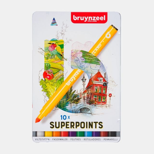 58485-1 ΜΑΡΚΑΔΟΡΟΙ ΖΩΓΡΑΦΙΚΗΣ BRUYNZEEL SUPER POINTS ΣΕΤ 10ΤΕΜ - Image 1