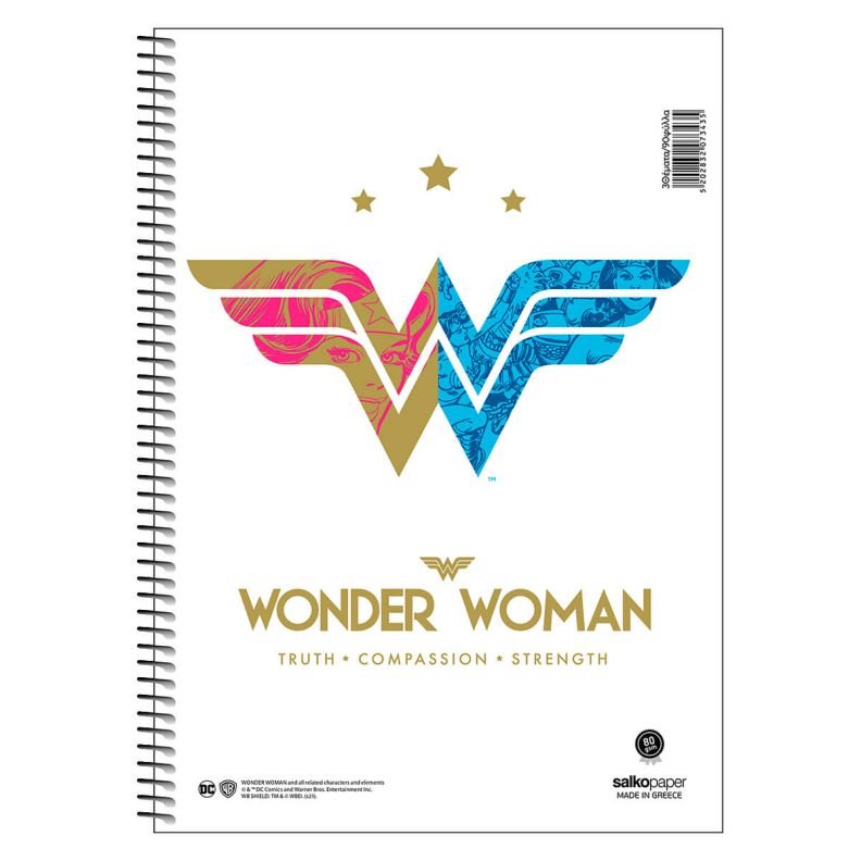 ΤΕΤΡΑΔΙΟ ΣΠΙΡΑΛ "WONDER WOMAN - BELIEVE" 21x29/120ΣΕΛ-2 ΘΕΜΑΤΑ