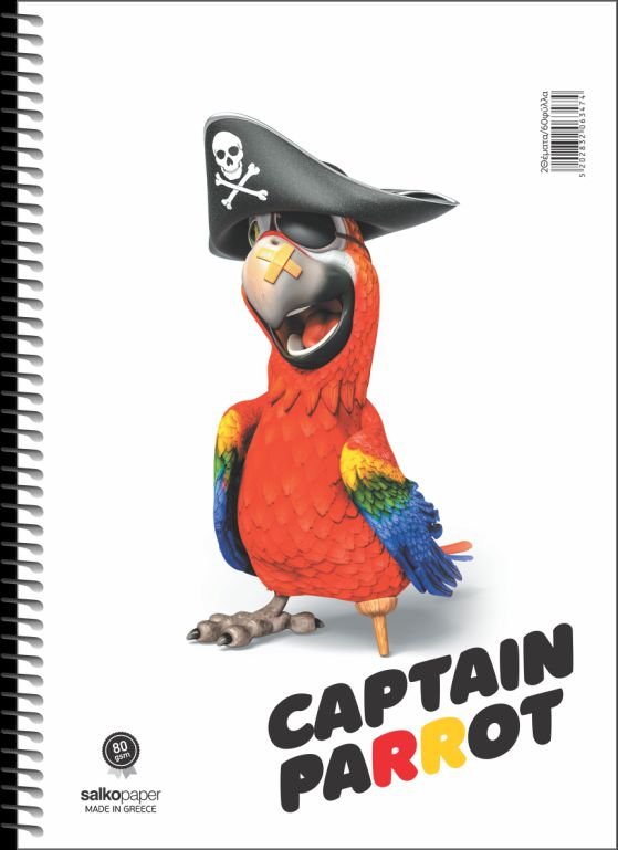 ΤΕΤΡΑΔΙΟ ΣΠΙΡΑΛ "CAPTAIN PARROT" 21x29/120ΣΕΛ-2 ΘΕΜΑΤΑ