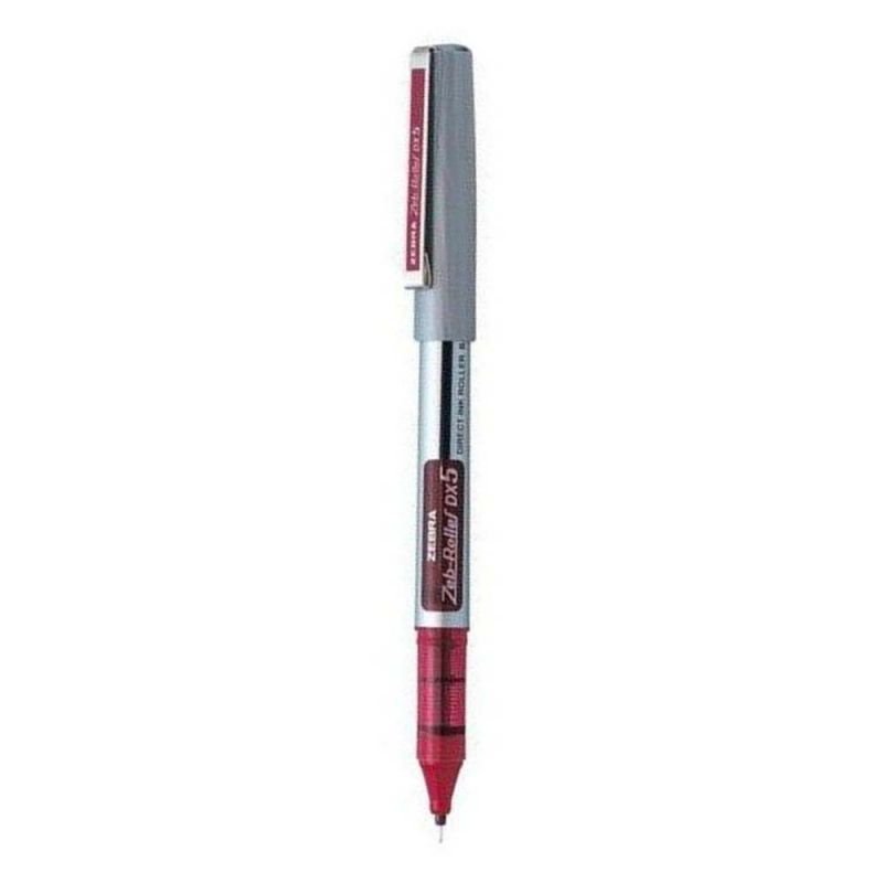 63158-1 ΣΤΥΛΟ ZEBRA ZEBROLLER DX-5 SILVER 0.5MM RED ZB-16073Z (ΣΥΣΚ-10τεμ) - Image 1