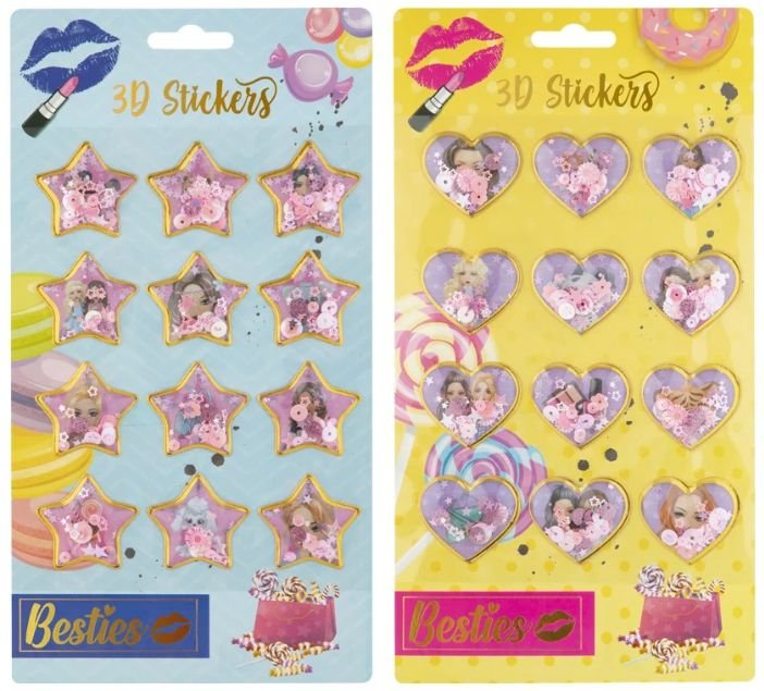 65319-1 ΑΥΤΟΚΟΛΛΗΤΑ 3D ΜΕ GLITTER BESTIES - 2 ΣΧΕΔΙΑ (ΣΥΣΚ-8ΤΕΜ) - Image 1