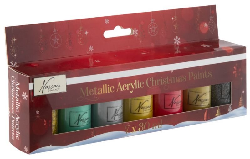65355-1 ΣΕΤ ΑΚΡΥΛΙΚΑ 7X30ML METALLIC CHRISTMAS PAINTS - Image 1
