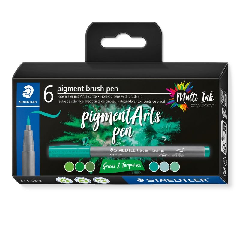 ΣΕΤ ΜΑΡΚΑΔΟΡΟΙ PIGMENT BRUSH PEN GREENS & TURQUOISES 6 ΧΡΩΜΑΤΑ