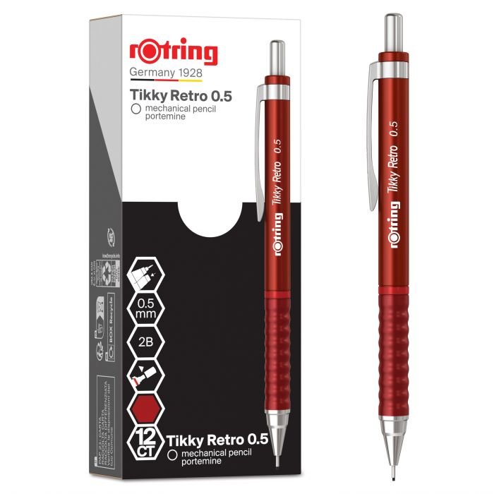 66781-1 ΜΗΧΑΝΙΚΟ ΜΟΛΥΒΙ RETRO 0.5 RED ROTRING (ΣΥΣΚ-12ΤΕΜ) - Image 1