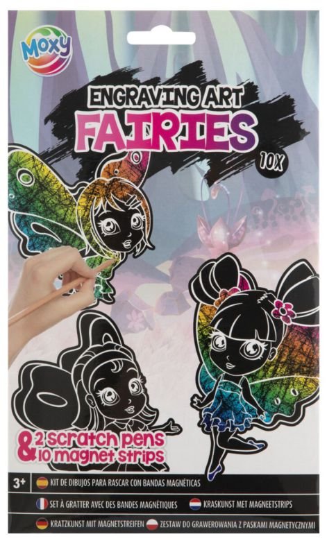 67313-1 SCRATCH MAGNETS 10 PCS, 2 ASS. (FAIRY/DINO) - Image 1