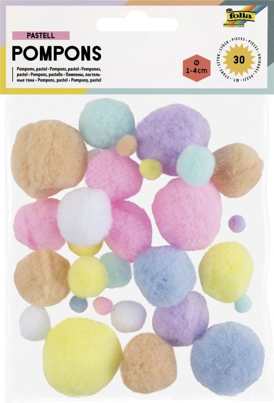ΠΟΜΠΟΜ PASTEL ΔΙΑΦΟΡΑ ΜΕΓΕΘΗ 30ΤΕΜ FOLIA