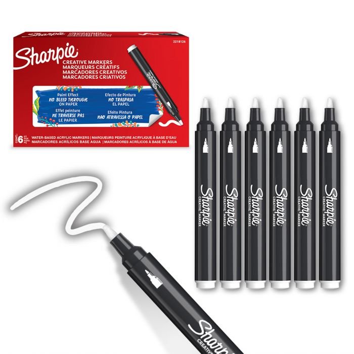 68740-1 ΜΑΡΚΑΔΟΡΟΣ ΑΚΡΥΛΙΚΟΣ ΛΕΥΚΟΣ SHARPIE 6P (ΣΥΣΚ-6ΤΕΜ) - Image 1