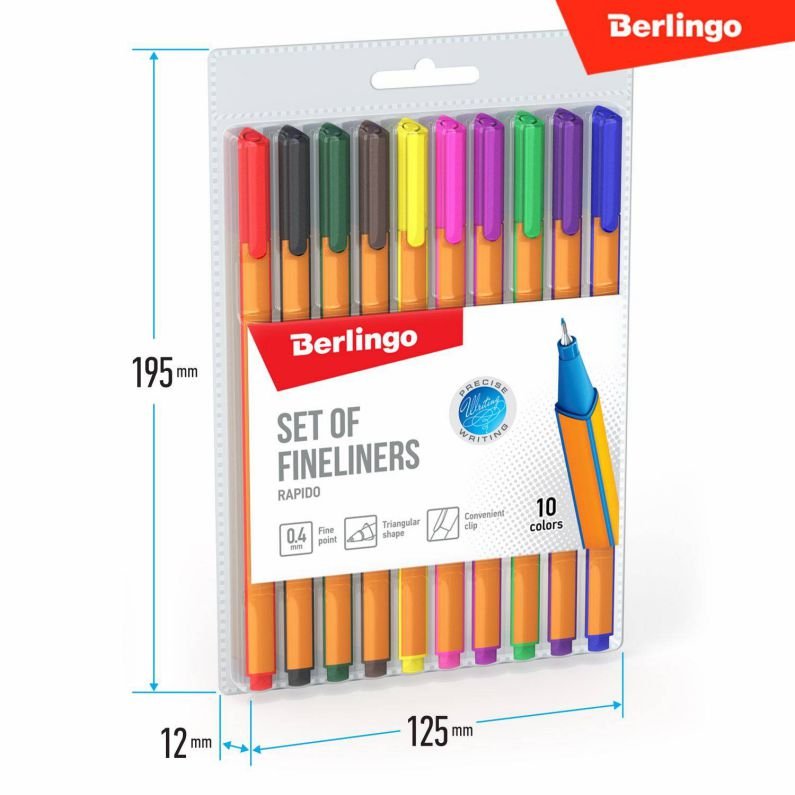 ΣΕΤ ΣΤΥΛΟ FINELINERS "RAPIDO" 0.4mm 10 ΧΡΩΜΑΤΑ BERLINGO