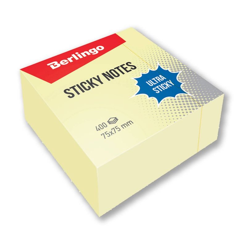 68925 ΚΥΒΟΣ ΑΥΤΟΚΟΛΛΗΤΟΣ ΠΑΣΤΕΛ ΚΙΤΡΙΝΟΣ ULTRA STICKY 75x75mm 400 ΦΥΛΛΑ ' BERLINGO - Image 1