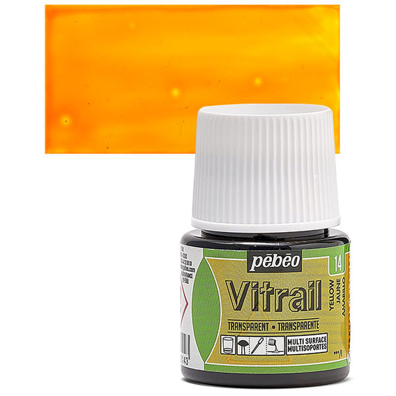 64477 ΣΜΑΛΤΟ (ENAMEL) VITRAIL Yellow 45ml TRANSPARENT PEBEO - Image 1