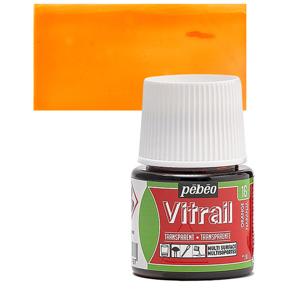 64479 ΣΜΑΛΤΟ (ENAMEL) VITRAIL Orange 45ml TRANSPARENT PEBEO - Image 1