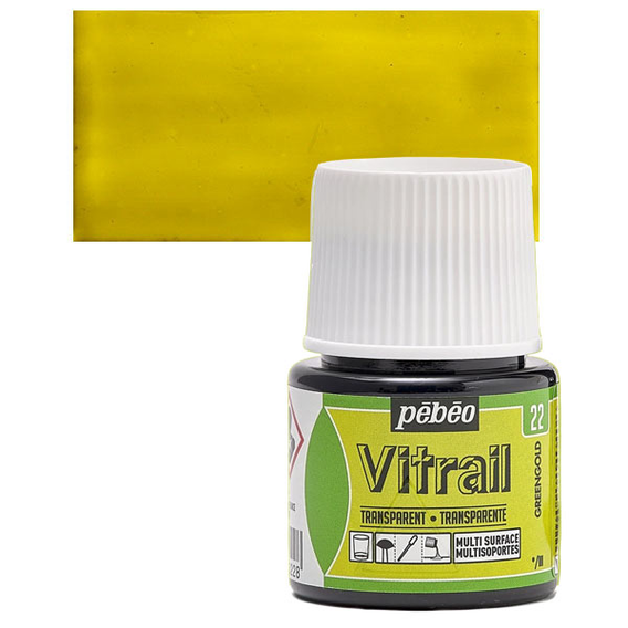64485 ΣΜΑΛΤΟ (ENAMEL) VITRAIL Green Gold 45ml TRANSPARENT PEBEO - Image 1