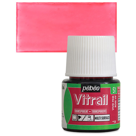 64500 ΣΜΑΛΤΟ (ENAMEL) VITRAIL Vivid Pink 45ml TRANSPARENT PEBEO - Image 1
